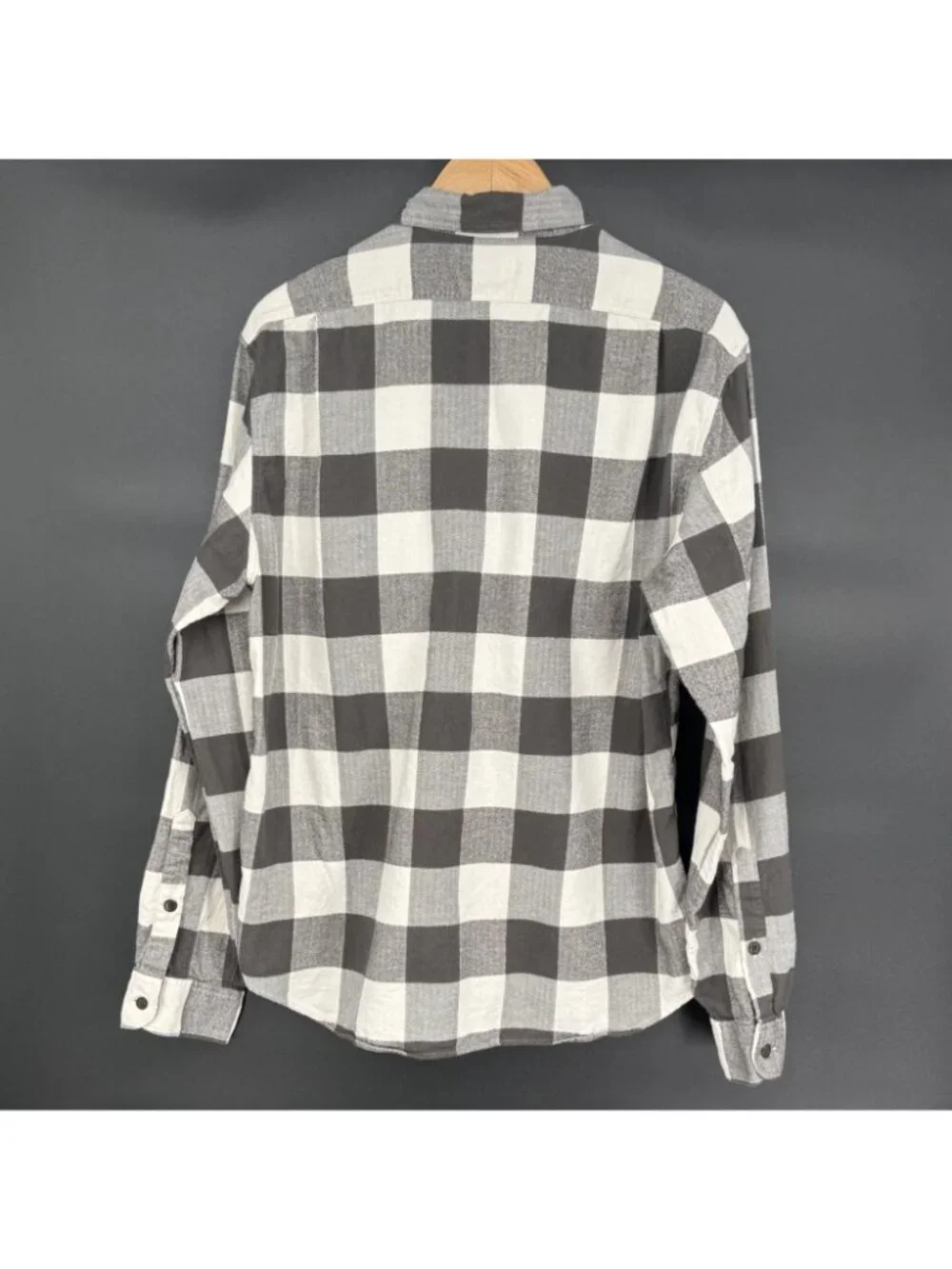 J.Crew Men's Buffalo Plaid Flannel Shirt XL Slim Fit Gray White Button Up Cotton